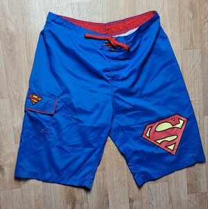 DC Comics Red and Blue Superman Swim Trunks Shorts Size XL